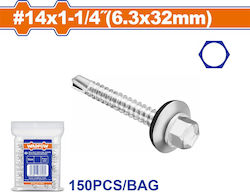 Wadfow Selbstschneidend Blechschraube Sechseck Verzinkt mit Durchmesser M6.3 und Länge 32mm 150Stück 1.15kg