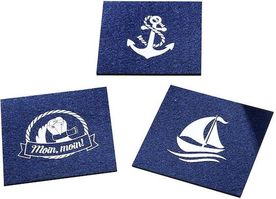 Gilde Round Coaster Wooden Blue 4pcs