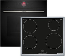 Bosch Άνω Πάγκου με Κεραμικές Εστίες Μαύρος HBG7241B1 + PIE645BB5E