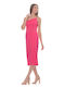 Farmaki Midi Dress Satin Fuchsia