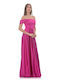 Farmaki Maxi Dress Satin Fuchsia