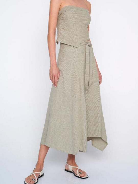 Ale - The Non Usual Casual High Waist Midi Skirt Beige
