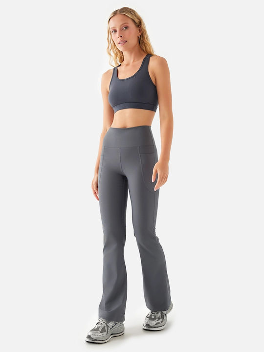 Women's Bell Bottom Sweatpants with Pocket Grey