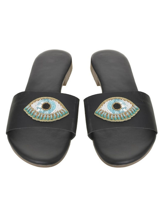 Sandale negre cu mărgele "Eye" Eu 39