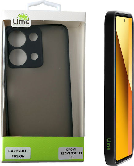 Лиме калъф Xiaomi Redmi Note 13 5g 6.67" с твърд гръб и пълна защита на камерата, черно-червени бутони, лиме аксесоари, черно ПК/ТПУ