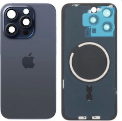 Πίσω Γυαλί Μαγνήτες Magsafe & Camera Lens Iphone 15 Pro Max Blue Titanium Πίσω Γυαλί Μαγνήτες Magsafe & Camera Lens Iphone 15 Pro Max Blue Titanium