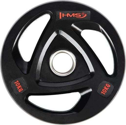 HMS Set of Plates Olympic Type Rubber 1 x 10kg Φ50mm with Handles