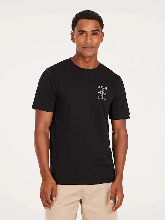Protest Men's Short Sleeve T-shirt with Zipper True Black