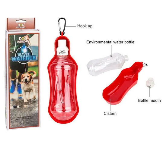 Hundeherrscher Reisewasserflasche für Hunde 500ml 23,5cm x 8cm x 5cm Rot