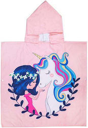 Max Fashion Einhorn Mädchen Strandponcho Pink 65x130cm