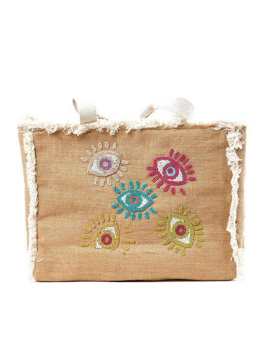 Verde Damen Strandtasche 14-0230 Jute Beige
