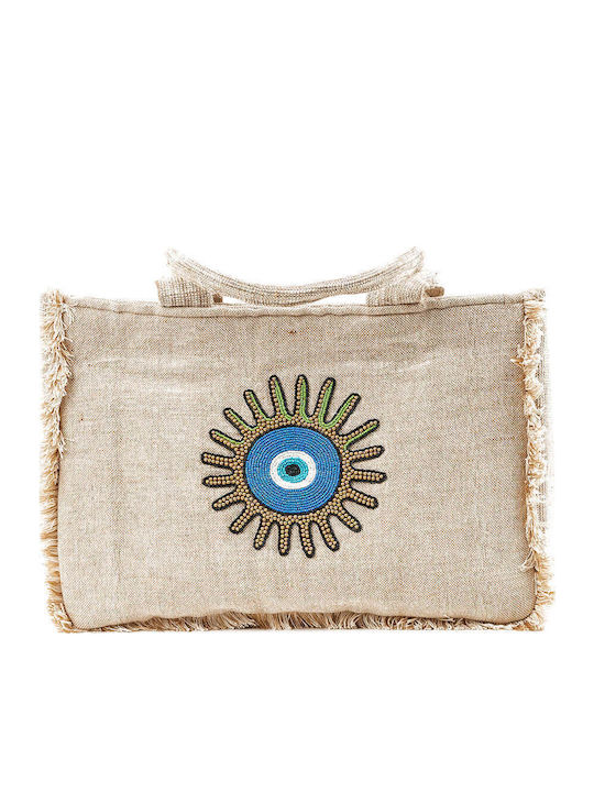 Verde Women's Beach Bag 14-0223 Cotton Jute 10% Beige