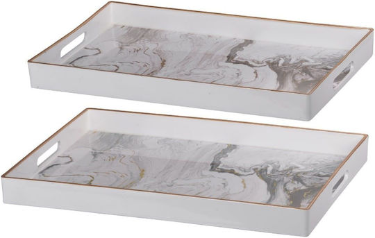 Artekko Plastic Dreptunghiular Tavă de Servire cu Mânere în Culoare Negru 48x36x5cm DF43576-WHIT-DS 1buc