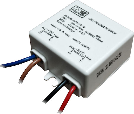 MPL MPL-06-12V LED Power Supply IP20 Power 6W with Output Voltage 12V
