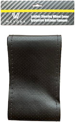Wevora Car Steering Wheel Cover Tailored with Diameter 37-38cm Leather Black with Black Stitching