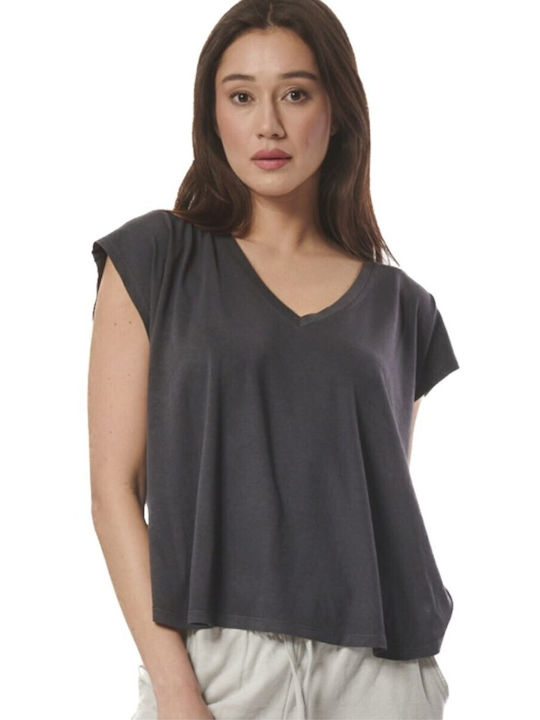 Body Action Women's Blouse Short Sleeve Pearl Grey