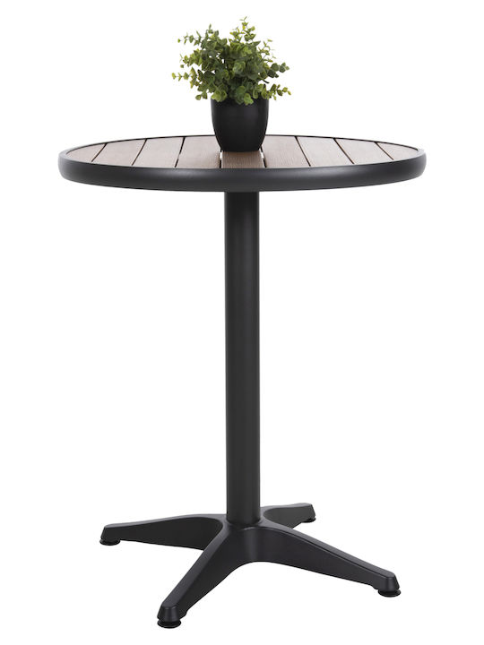 Outdoor Dinner Table with Polywood Surface and Aluminum Frame Natural 60x60x73cm