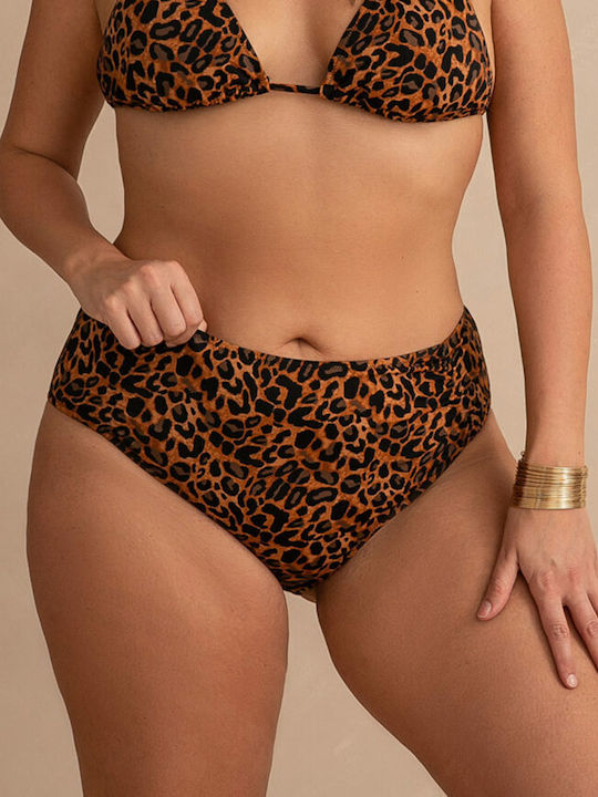 Γυναικείο Μαγιό Slip Plus Size Rock Club Leo Print Μπικίνι Σούρες Lycra