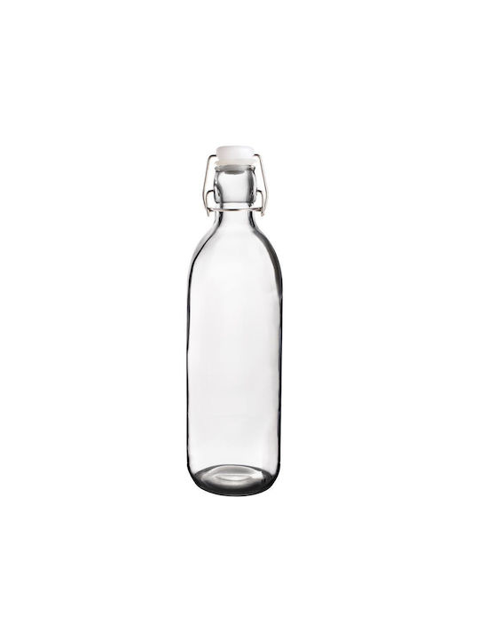 Max Home Μπουκάλι Νερού Γυάλινο με Κλιπ Διάφανο 1000ml