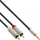 InLine Καλώδιο Ήχου 3.5mm male - 2x RCA male Ασημί 5m με Επίχρυσους Ακροδέκτες 99245
