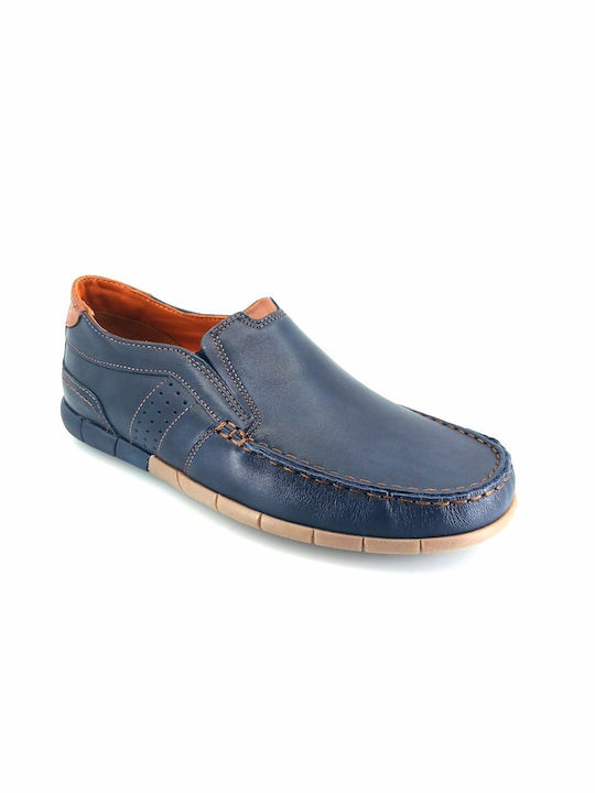 Boxer Men's Leather Moccasins Blue