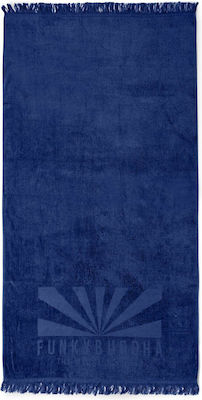 Funky Buddha Logo Prosop de Plajă Bumbac Indigo cu franjuri 170x90cm.