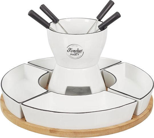 Cook Concept Porcelain Fondue Pot with Tea Light White 30x19x30cm