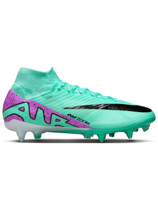 Nike Zoom Superfly 9 Elite SG-Pro High Football Shoes with Cleats Hyper Turquoise / Fuchsia Dream / Black / White