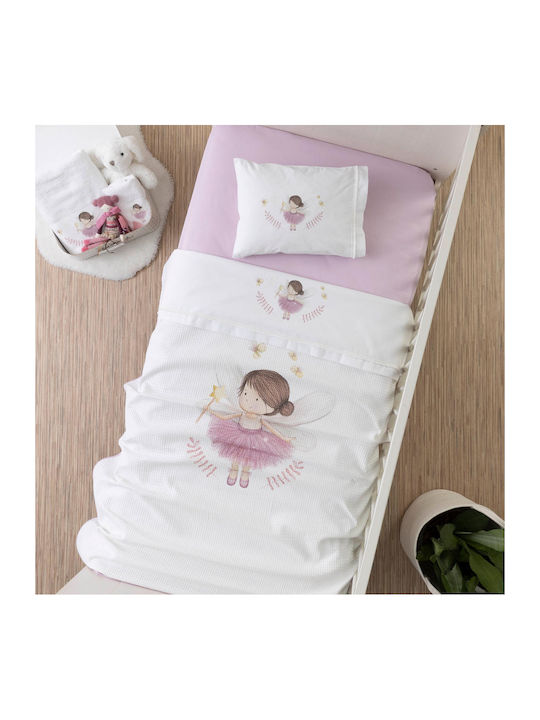 Borea Blanket Cot Waffle White White-lilac 110x140cm