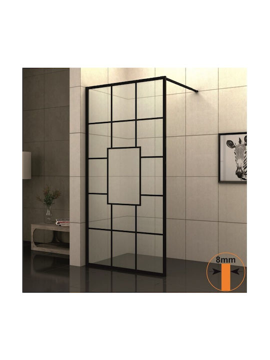 Inter Ceramic Duschwand für Dusche mit Schieben Tür 115x200cm Schwarz Matt