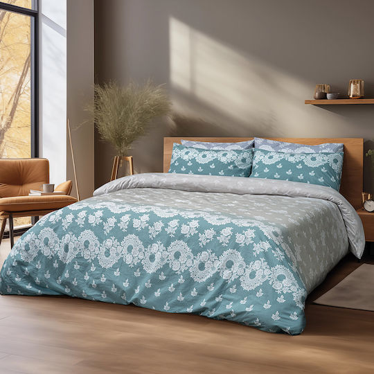 Beauty Home Set Duvet Cover Super King 220x240cm Petrol Blue 12186PMYD 3 Pieces