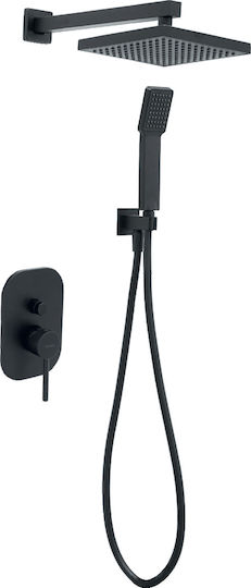 Viospiral Etna Built-in Mixer, Hand Shower & Shower Head Set for Shower 2 Exits Black