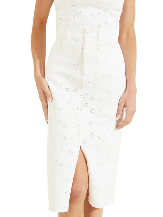Guess Denim Midi Skirt in White color