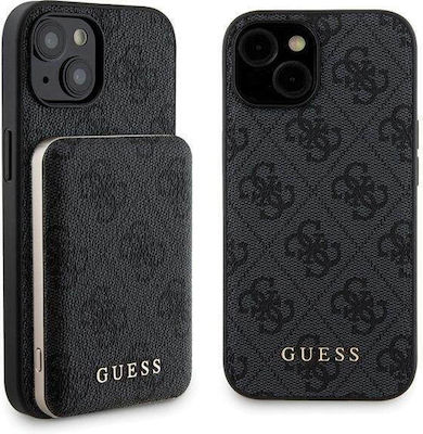 Guess Gubpm5p15s4gemgk iPhone 15 6.1" Hülle + Powerbank 5000mah Magsafe Schwarz 4g Metallisches Logo