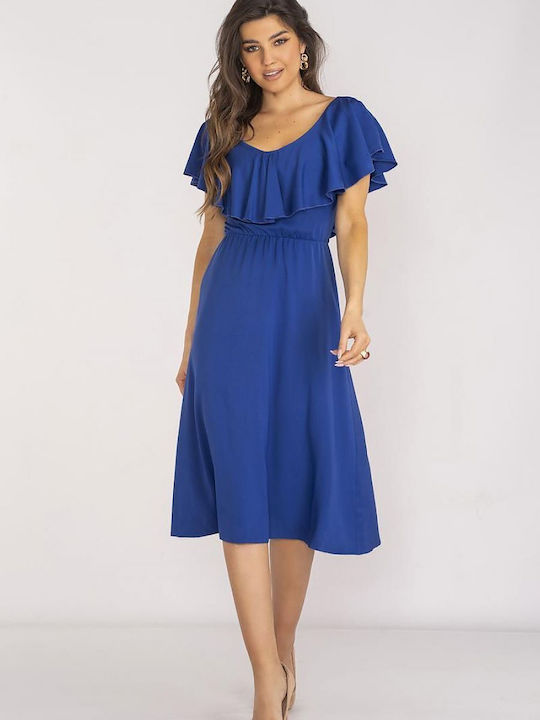 Awama Dress with Ruffle Blue