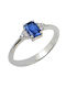 Weißgoldring 14k Blauer Zirkon 3453l