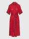 Funky Buddha Midi Σεμιζιέ Φόρεμα Κόκκινο