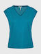 Funky Buddha Damen Sport T-Shirt mit V-Ausschnitt Blau