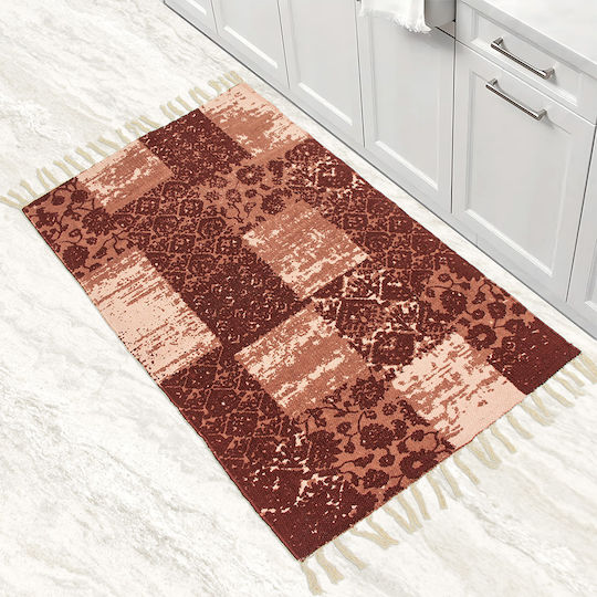 Lino Home Teppich Rechteckig Sommer Synthetisch,Polyester/Cotton/Leather mit Fransen Terracota