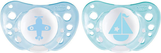 Chicco Physio Pacifiers Silicone Airplane/Boat - Sky Blue for 0-6 months 2pcs