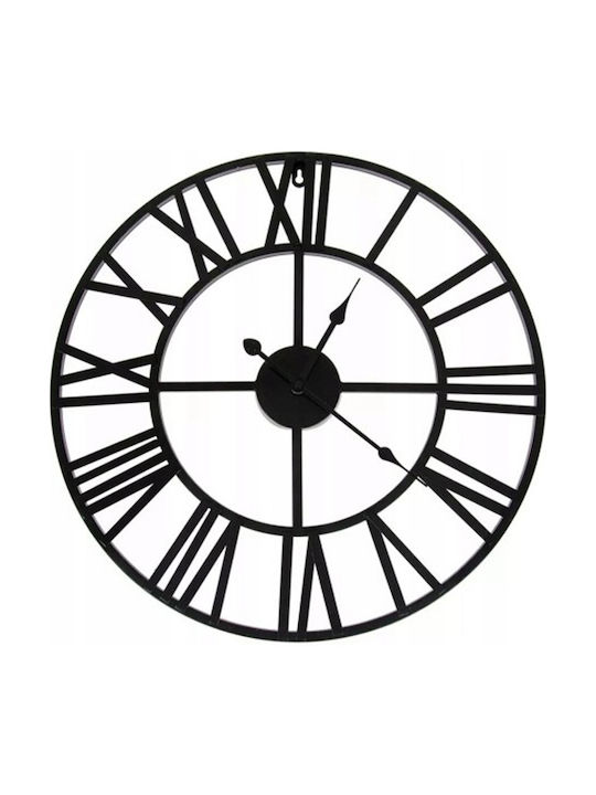 3D Silent Antique Wall Clock Black Ø50cm