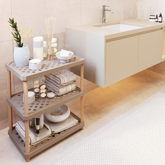 FixWood Floor Bathroom Shelf Wooden 37.5x60x80cm Beige