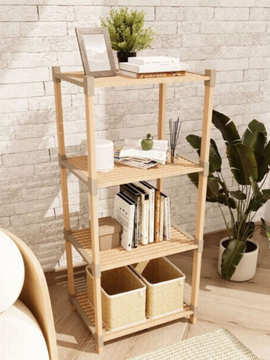 FixWood Floor Bathroom Shelf Wooden with 4 Shelves 32x38x116cm