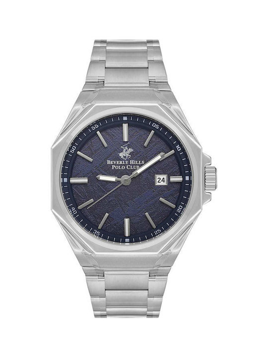 Beverly Hills Polo Club Watch Battery with Silver Metal Bracelet