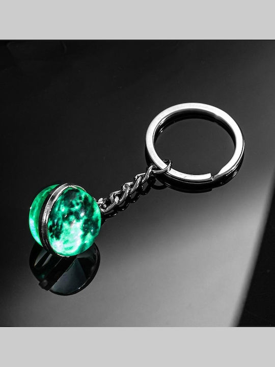 Keychain Glows in the Dark Moon Metal 7.5x3x2