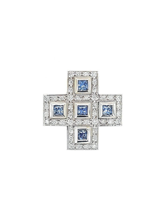 White Gold Cross with Sapphires and Diamonds St10650