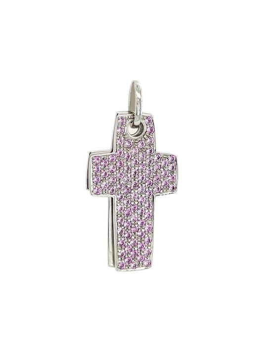 Women's White Gold Cross 18K Zircon St10655