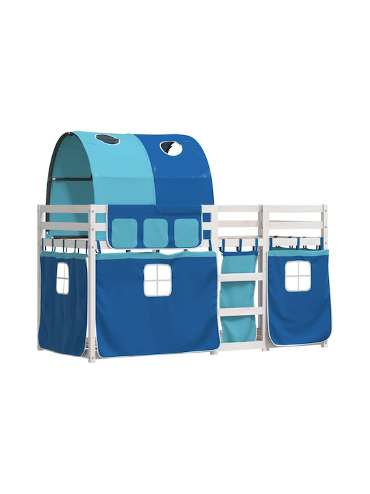 Pat pentru Copii Loft Bed Single Albastru pentr...