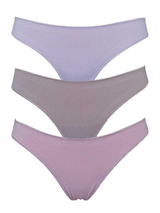 Body Glove Βαμβακερά Γυναικεία Slip 3Pack χωρίς Ραφές Lilac