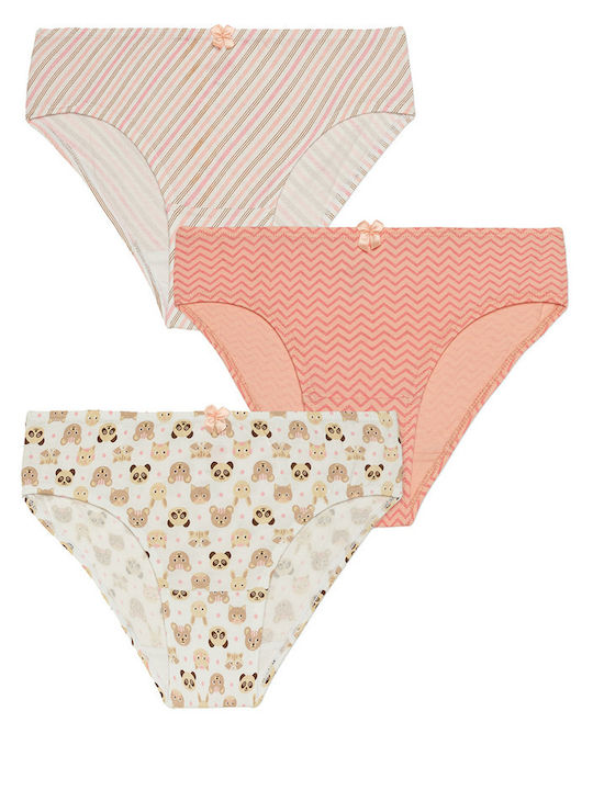 Minerva Animal Faces Kids' Set with Briefs Animal Faces Ecru-Coral 3pcs